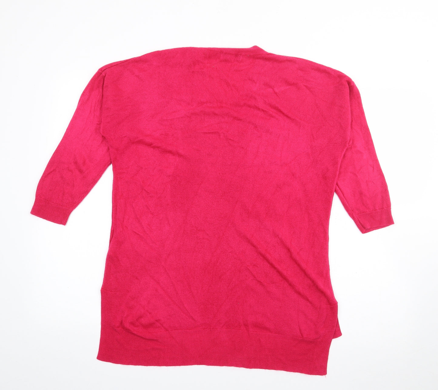 JDWilliams Womens Pink V-Neck  Acrylic Pullover Jumper Size 12