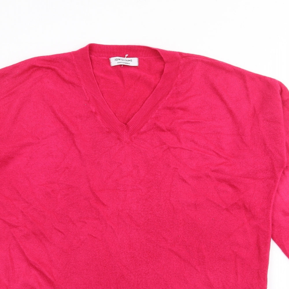 JDWilliams Womens Pink V-Neck  Acrylic Pullover Jumper Size 12