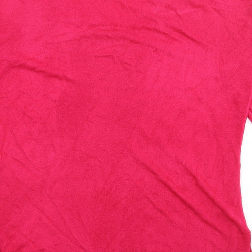 JDWilliams Womens Pink V-Neck  Acrylic Pullover Jumper Size 12