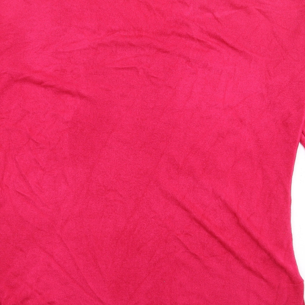 JDWilliams Womens Pink V-Neck  Acrylic Pullover Jumper Size 12