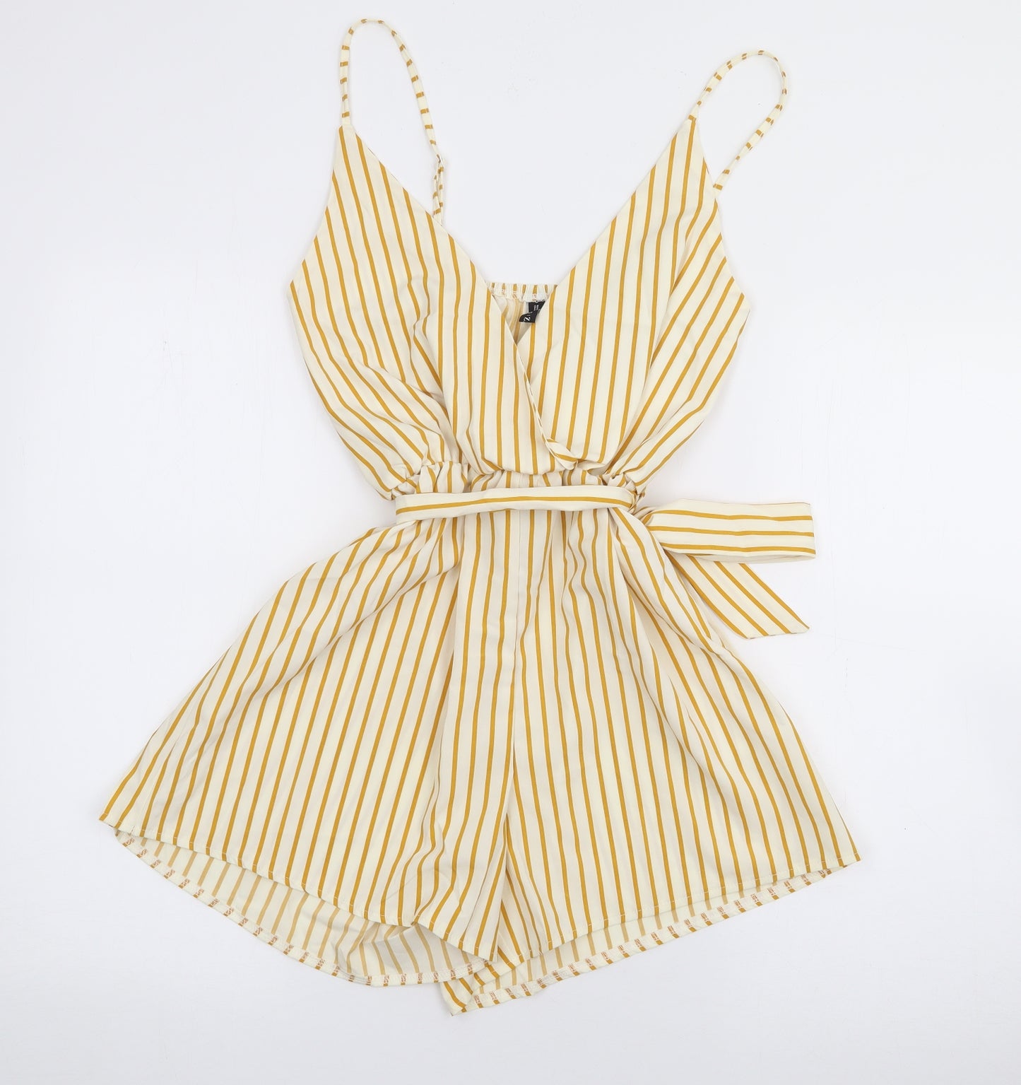 Zaful Womens Yellow Striped Polyester Playsuit One-Piece Size 8