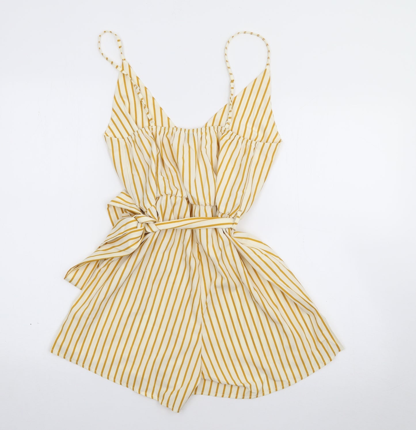 Zaful Womens Yellow Striped Polyester Playsuit One-Piece Size 8