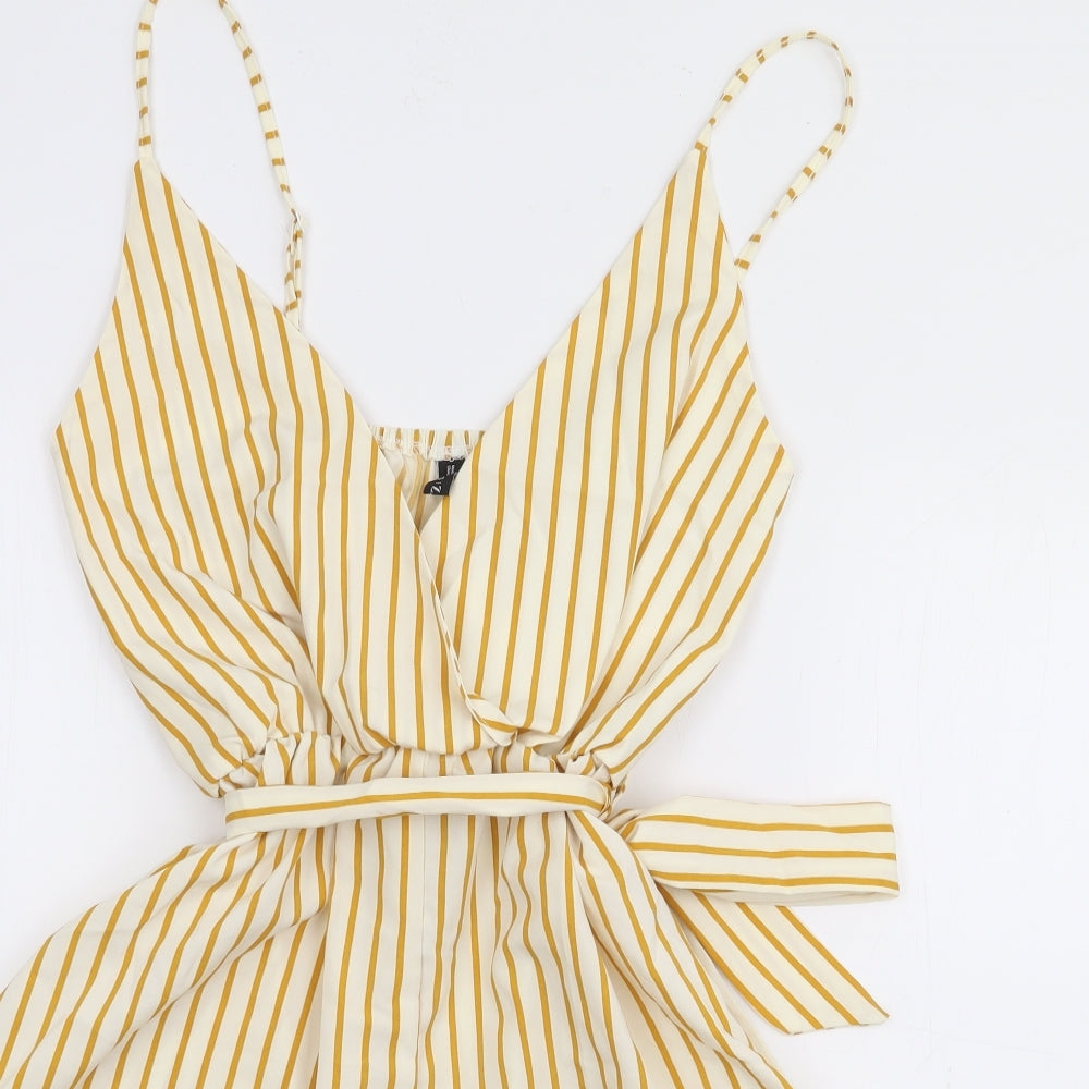 Zaful Womens Yellow Striped Polyester Playsuit One-Piece Size 8