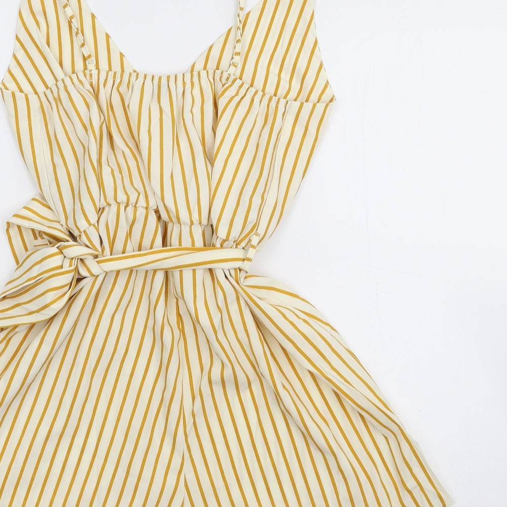 Zaful Womens Yellow Striped Polyester Playsuit One-Piece Size 8