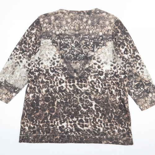TIGI Womens Brown Scoop Neck  Polyester Pullover Jumper Size 18