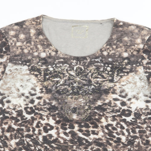 TIGI Womens Brown Scoop Neck  Polyester Pullover Jumper Size 18