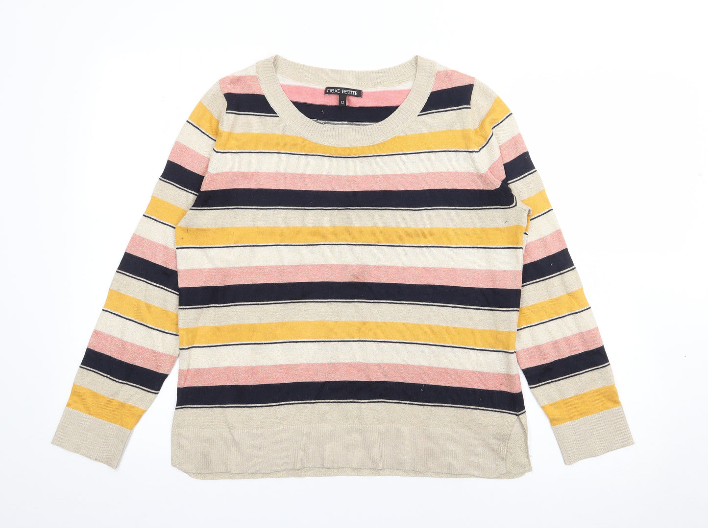 NEXT Womens Gold Scoop Neck  Polyester Pullover Jumper Size 12