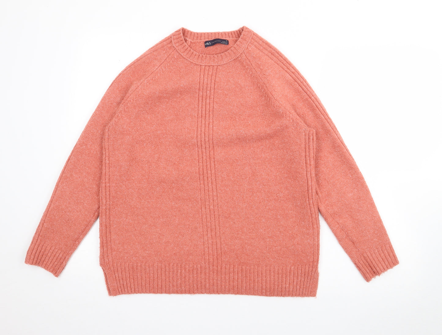 Marks and Spencer Womens Orange Crew Neck  Acrylic Pullover Jumper Size M