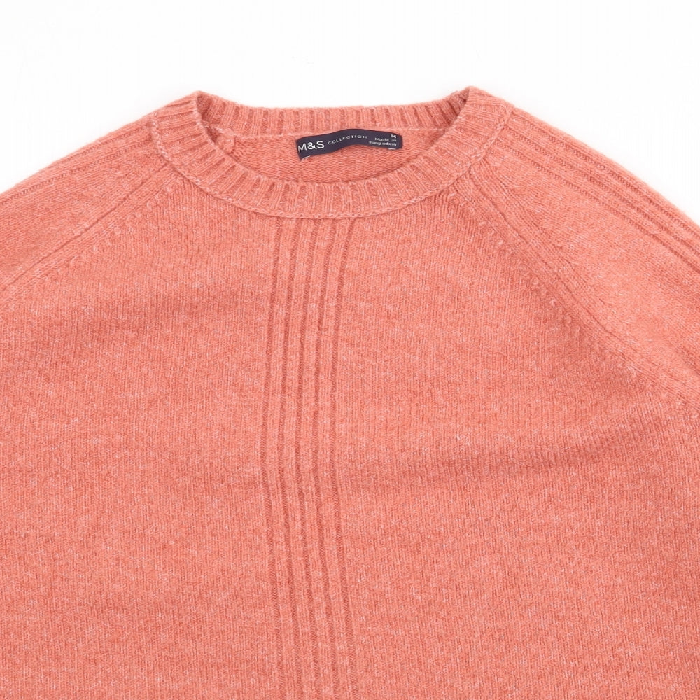 Marks and Spencer Womens Orange Crew Neck  Acrylic Pullover Jumper Size M