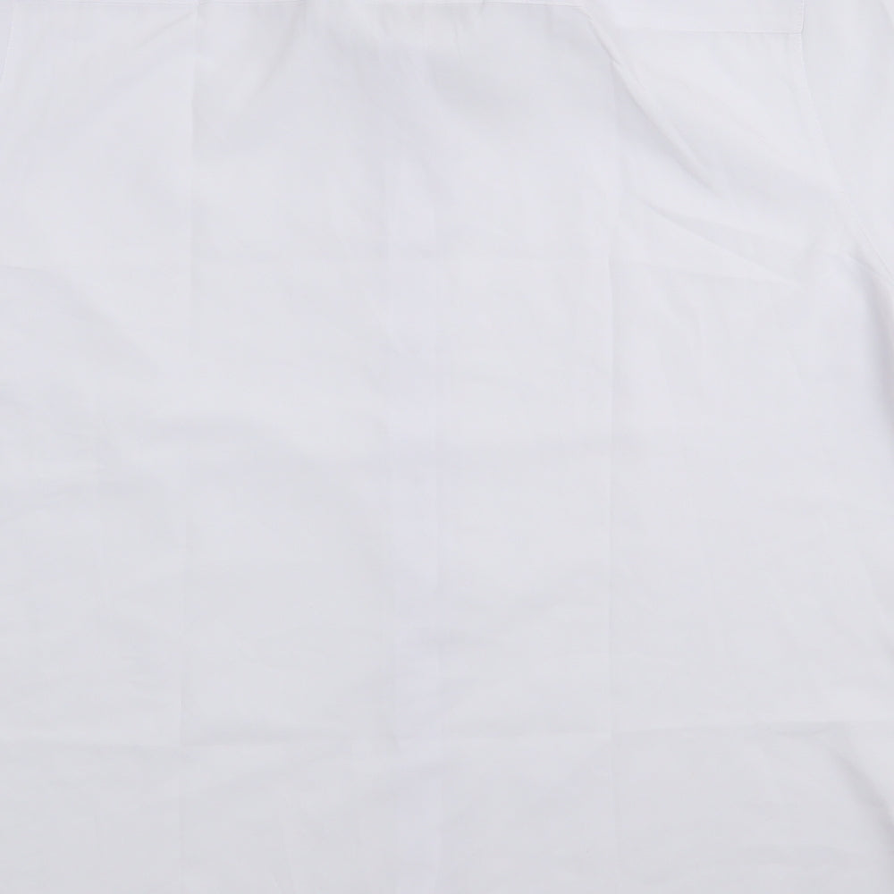 Guanyy Mens White  Polyester  Dress Shirt Size XL Collared Button