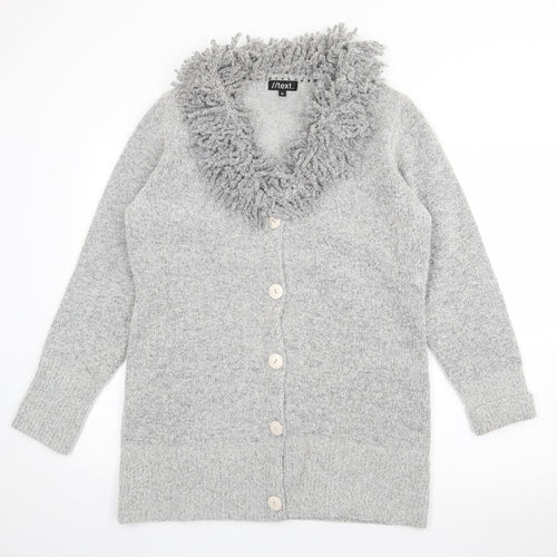 Text Womens Grey Roll Neck  Polyester Cardigan Jumper Size M