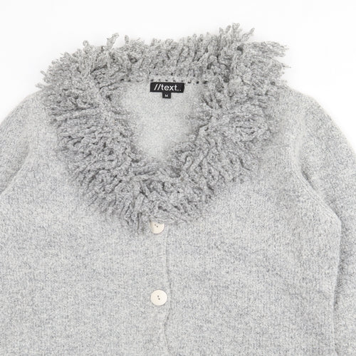 Text Womens Grey Roll Neck  Polyester Cardigan Jumper Size M