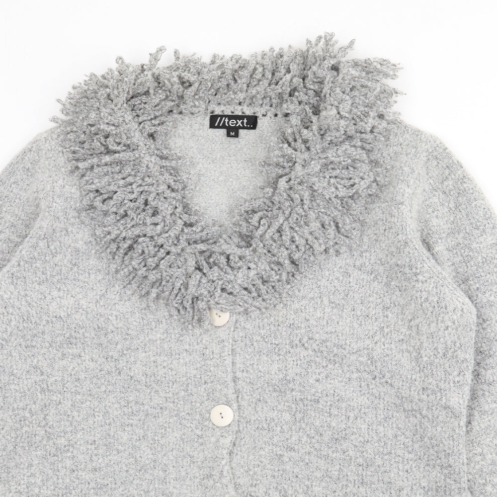 Text Womens Grey Roll Neck  Polyester Cardigan Jumper Size M