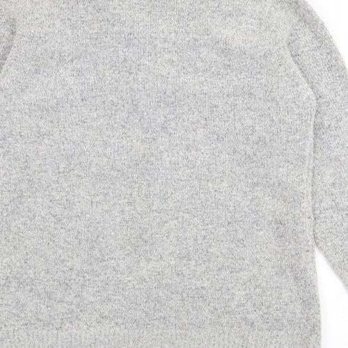 Text Womens Grey Roll Neck  Polyester Cardigan Jumper Size M