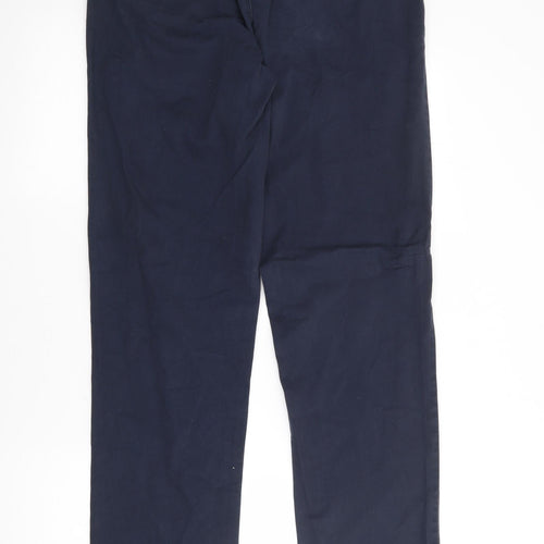 Easy Mens Blue  Cotton Chino Trousers Size 34 L34 in Regular
