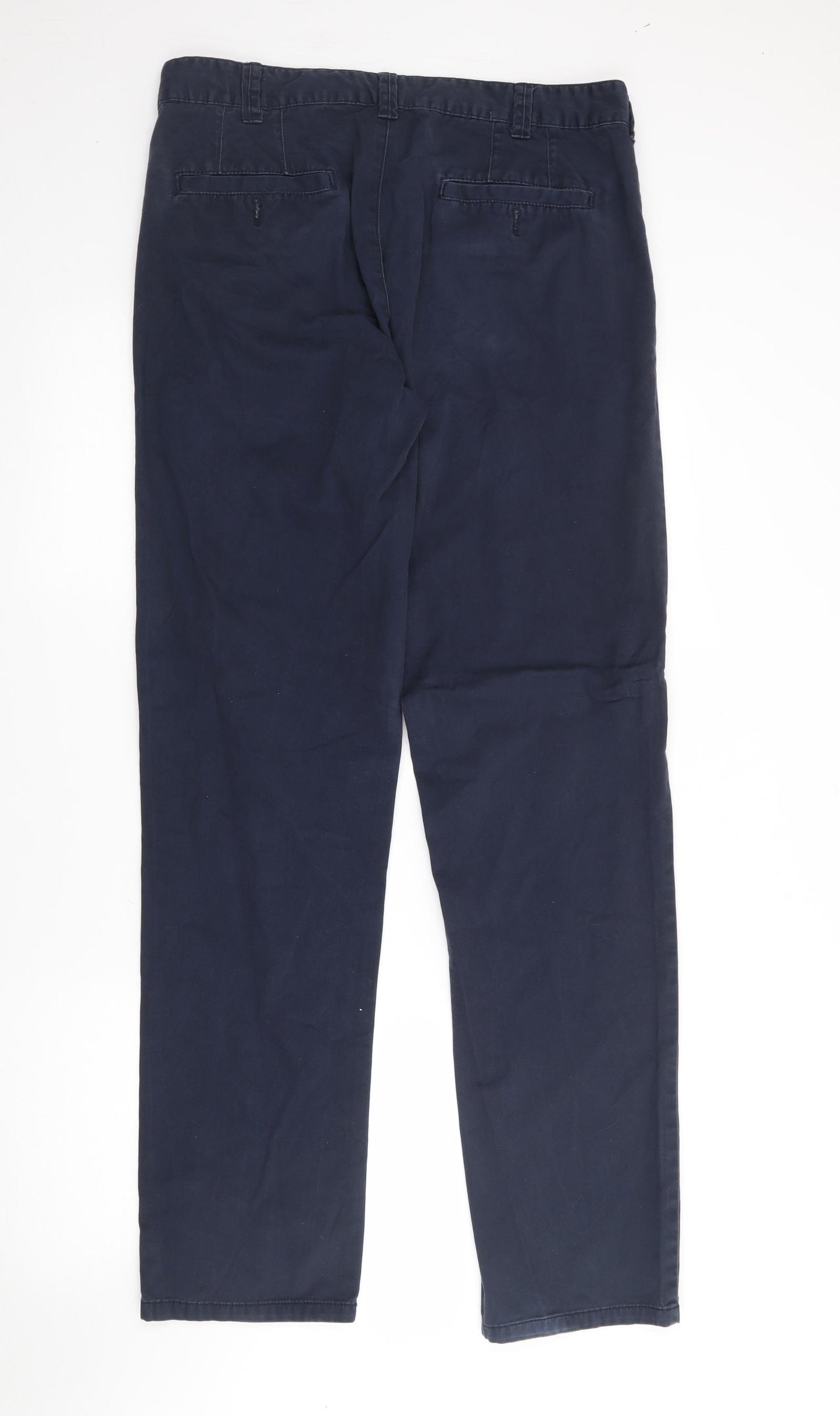 Easy Mens Blue  Cotton Chino Trousers Size 34 L34 in Regular