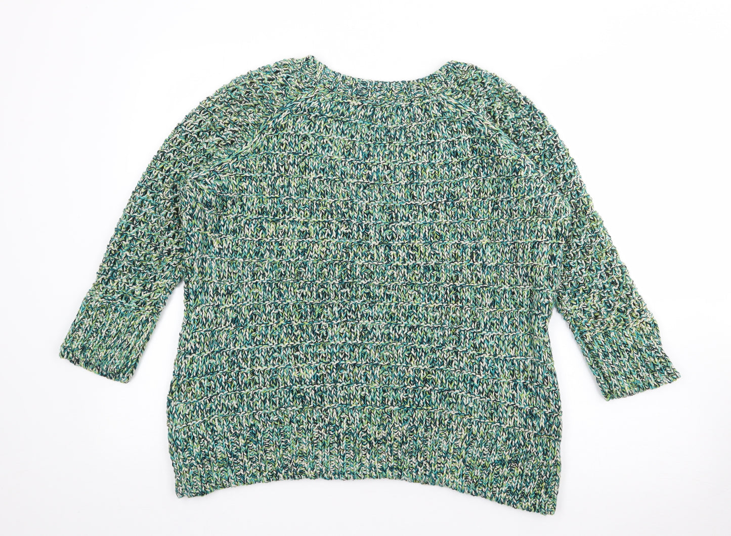 Per Una Womens Green Crew Neck  Acrylic Pullover Jumper Size 20