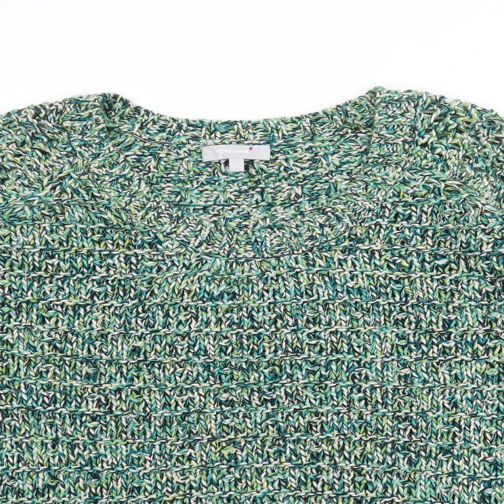 Per Una Womens Green Crew Neck  Acrylic Pullover Jumper Size 20