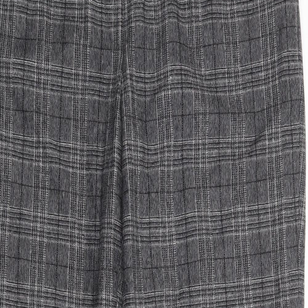 MICHELE Womens Grey Plaid Wool Trousers  Size 16 L28 in Regular