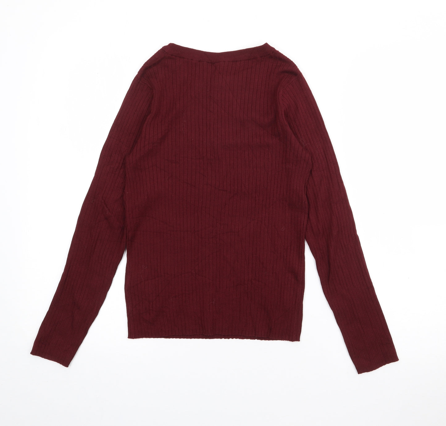 H&M Womens Red Boat Neck  Acrylic Pullover Jumper Size S