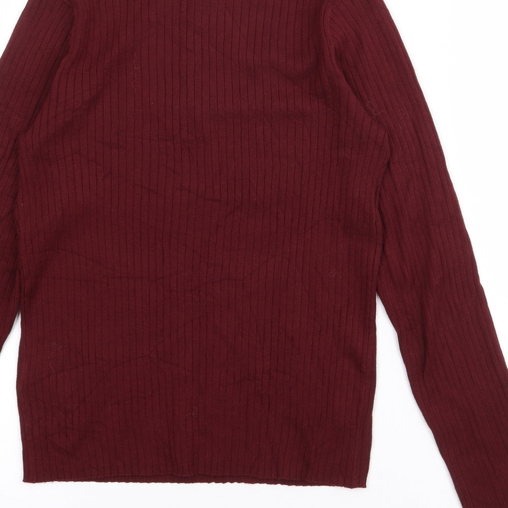 H&M Womens Red Boat Neck  Acrylic Pullover Jumper Size S