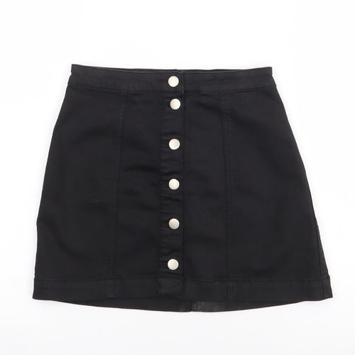 PRETTYLITTLETHING Womens Black  Polyester A-Line Skirt Size 10