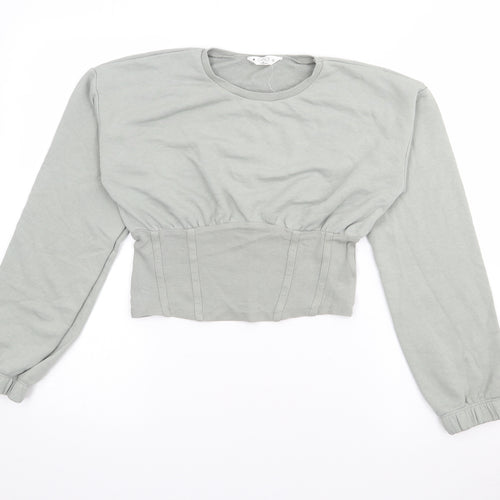 Candy Couture Girls Green Crew Neck  Cotton Pullover Jumper Size 13 Years