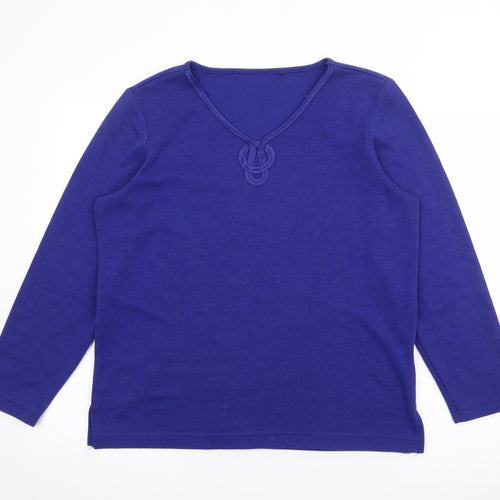 Preworn Womens Blue V-Neck  Polyester Pullover Jumper Size S