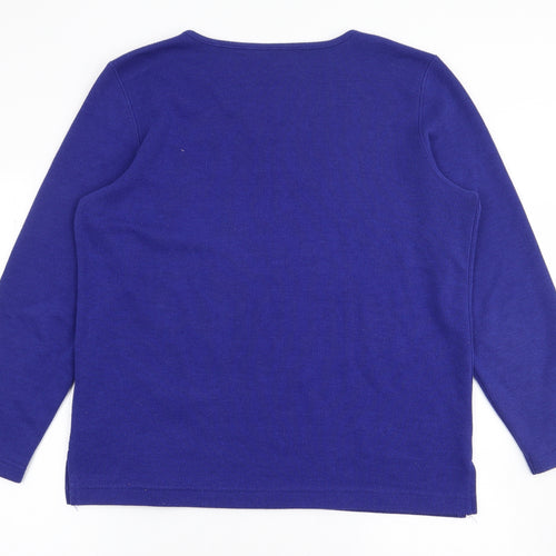 Preworn Womens Blue V-Neck  Polyester Pullover Jumper Size S
