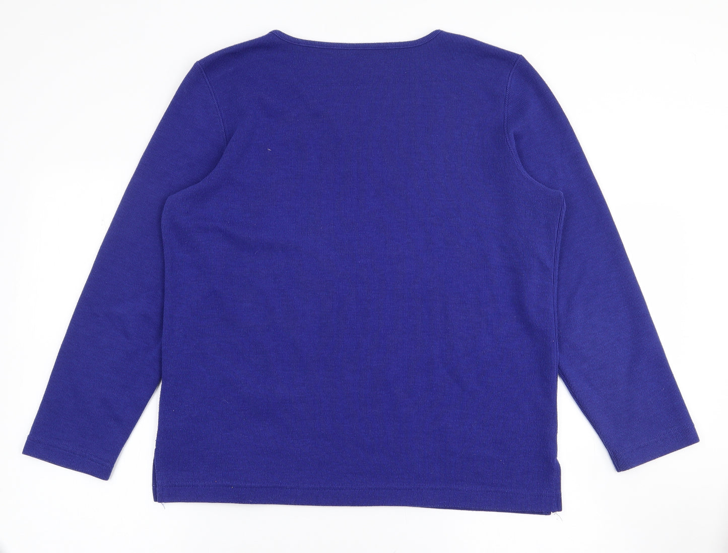 Preworn Womens Blue V-Neck  Polyester Pullover Jumper Size S