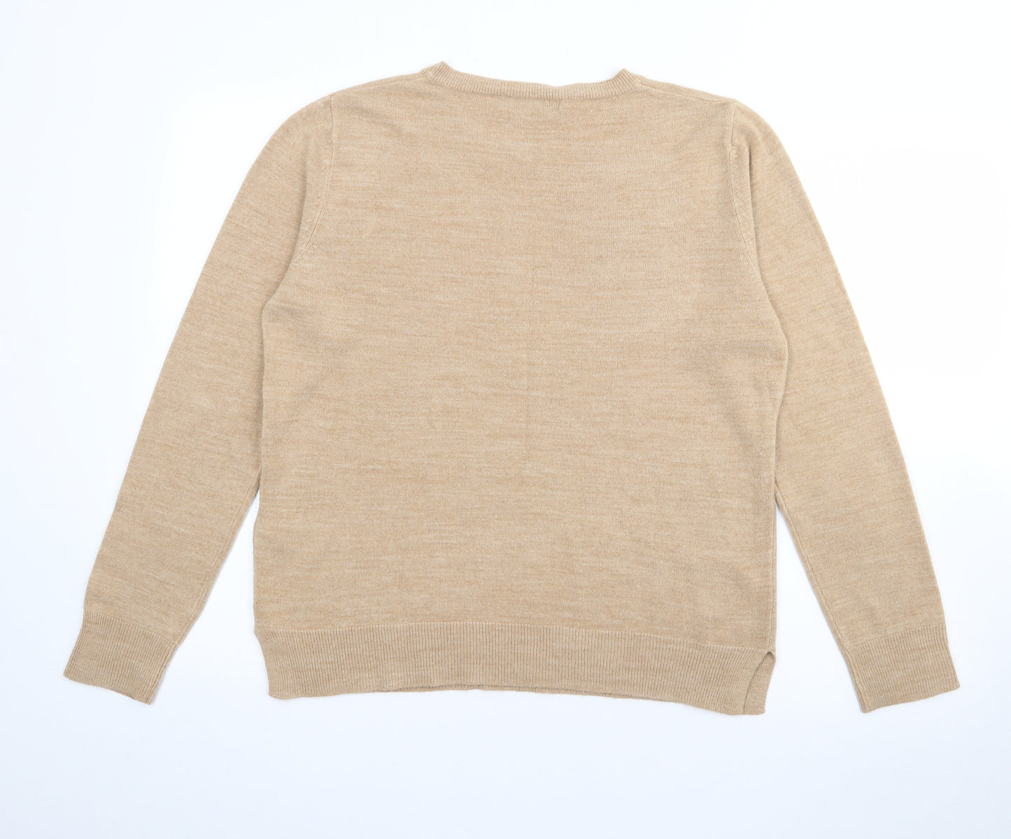Marks and Spencer Womens Brown Crew Neck  Acrylic Pullover Jumper Size 14