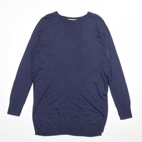 Zara Womens Blue Boat Neck  Viscose Pullover Jumper Size M
