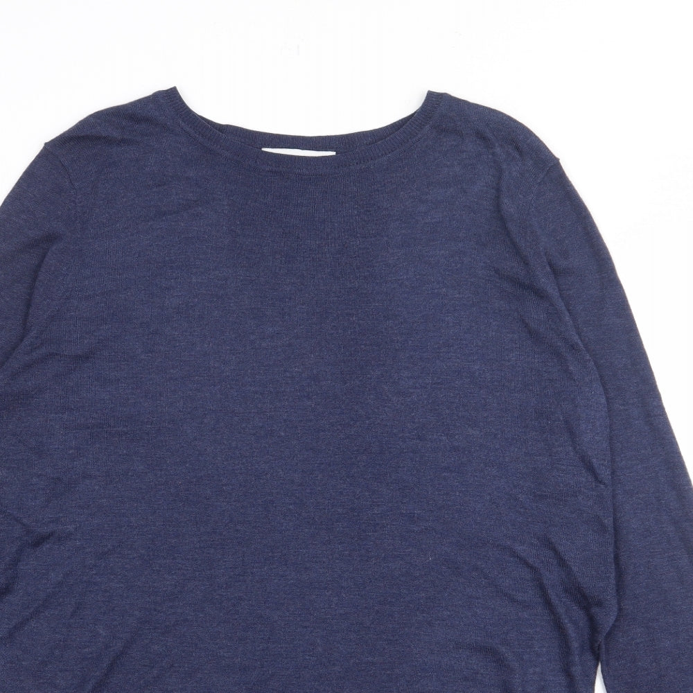 Zara Womens Blue Boat Neck  Viscose Pullover Jumper Size M