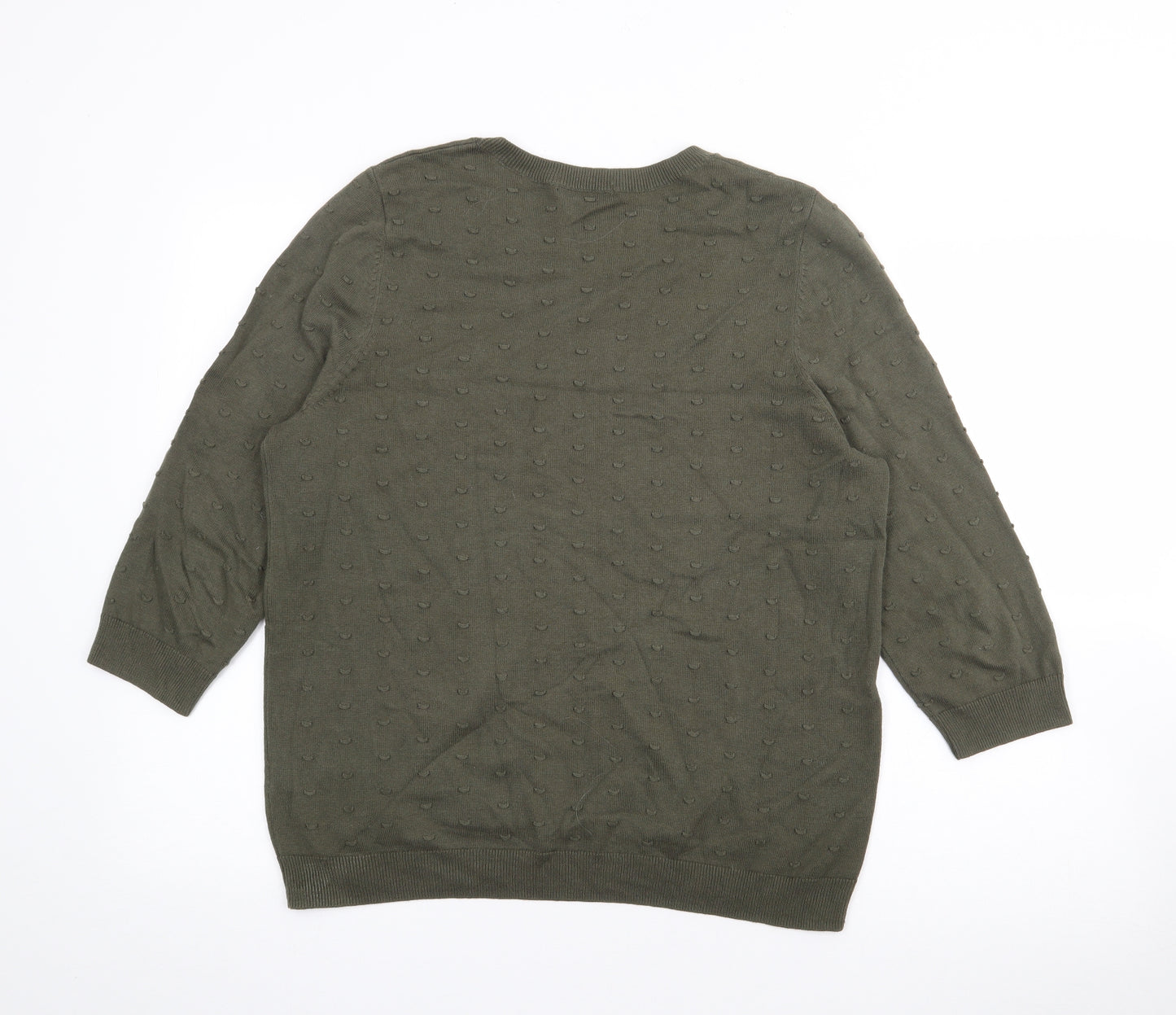 TU Womens Green Crew Neck  Cotton Pullover Jumper Size 16