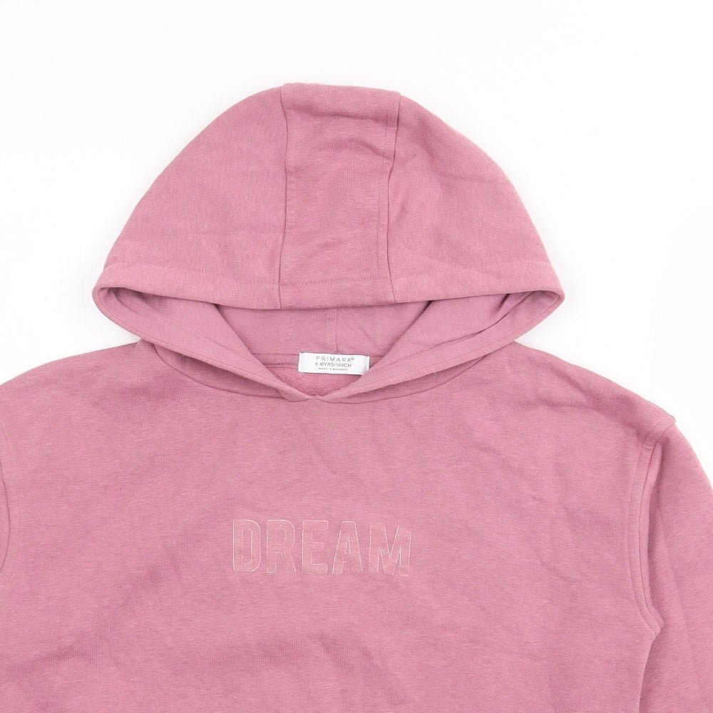 Primark Girls Pink  Cotton Pullover Hoodie Size 9-10 Years