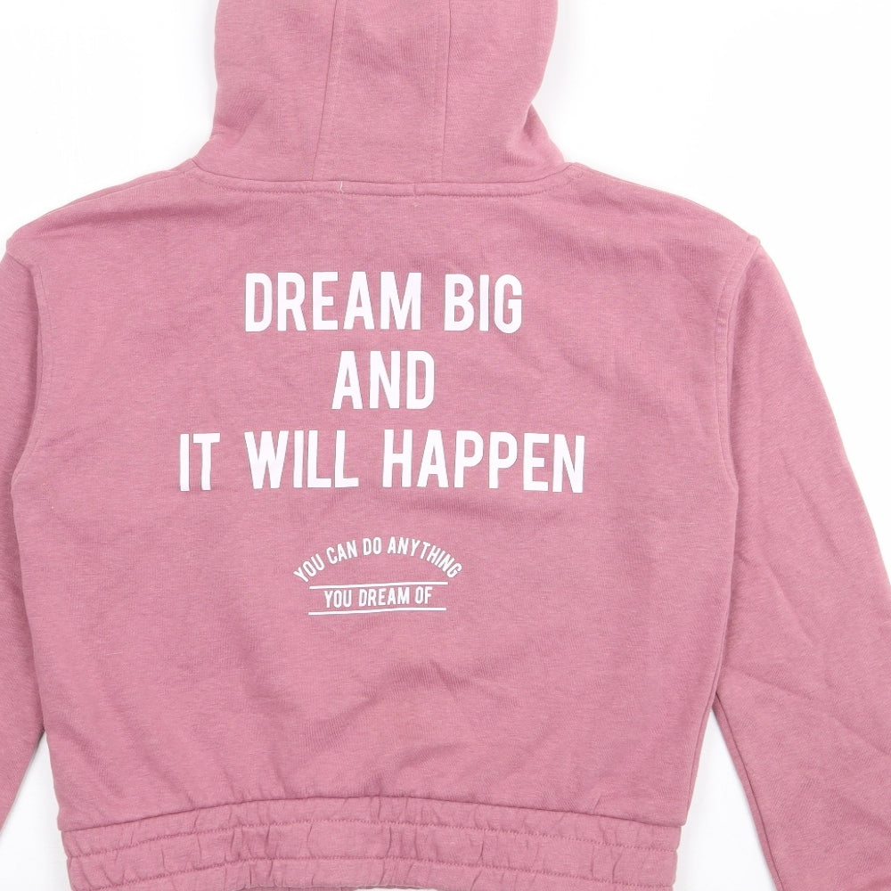 Primark Girls Pink  Cotton Pullover Hoodie Size 9-10 Years