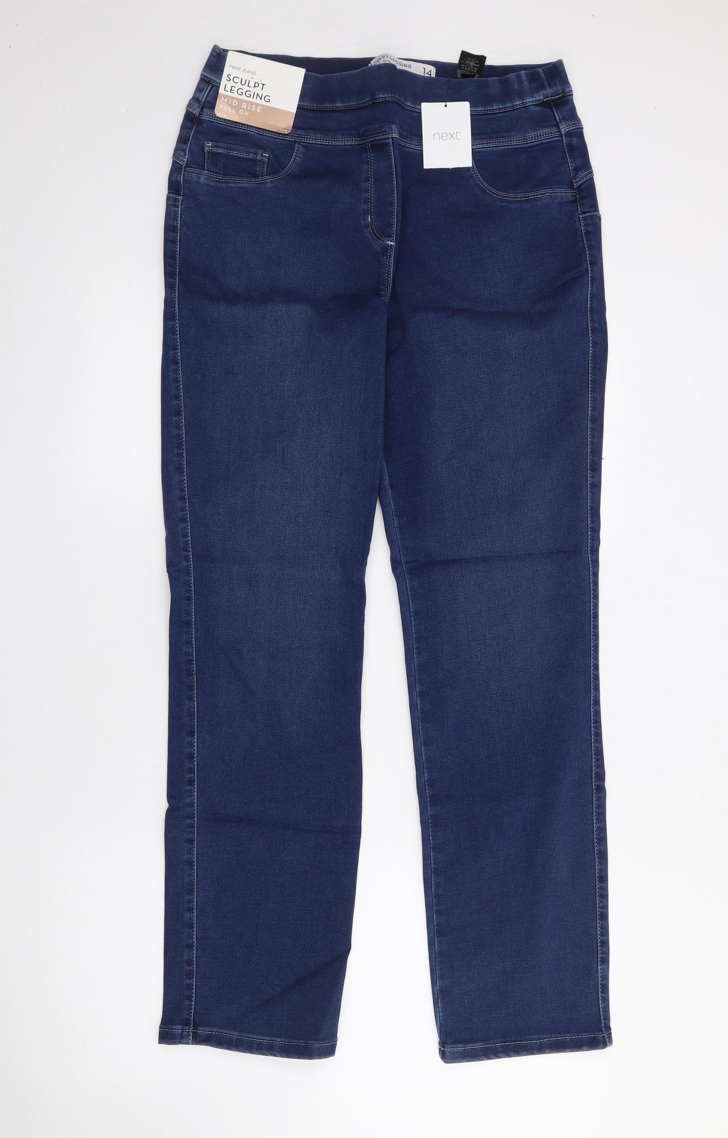 NEXT Womens Blue  Cotton Straight Jeans Size 14 L28 in Regular
