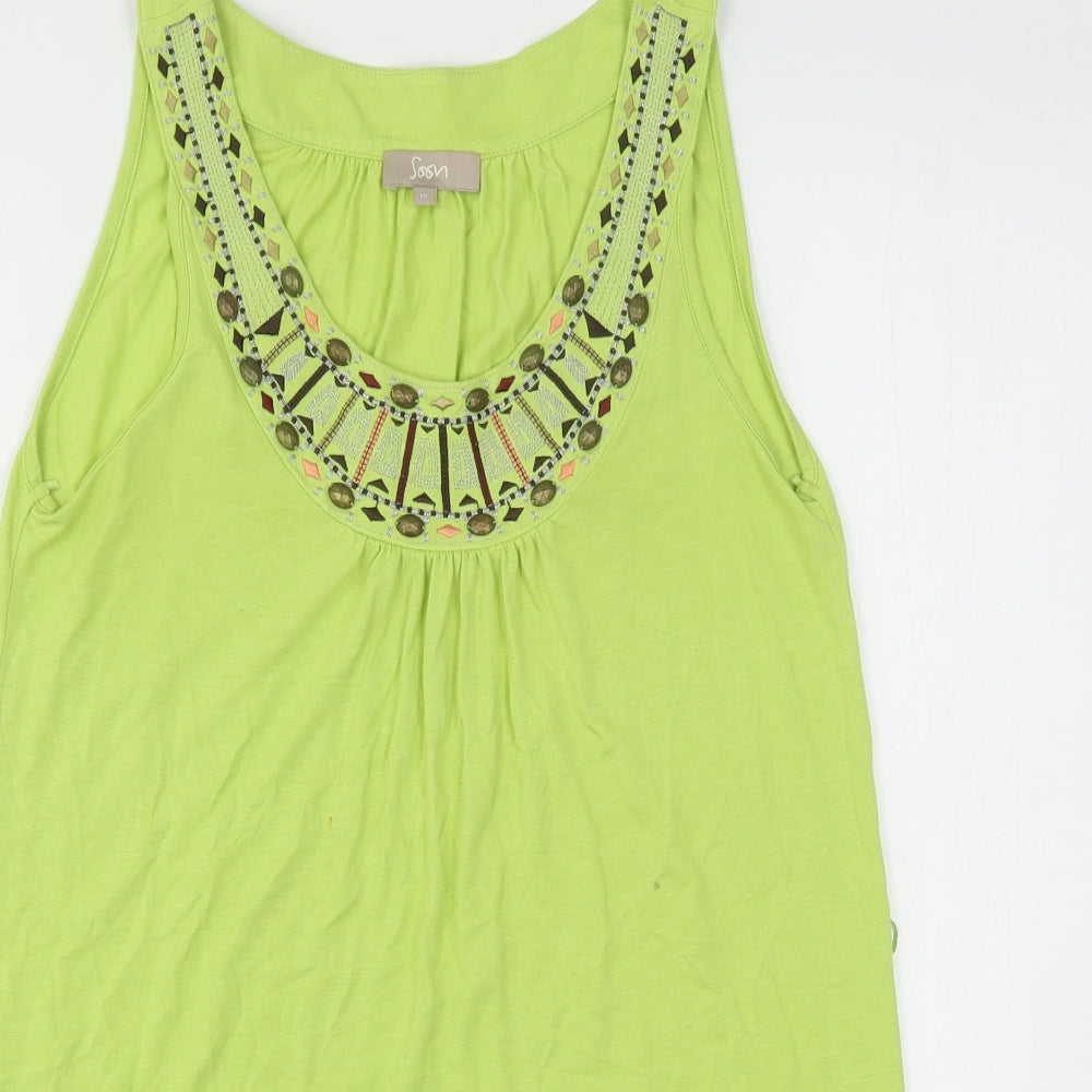 Soon Womens Green  Viscose Basic Tank Size 10 Round Neck