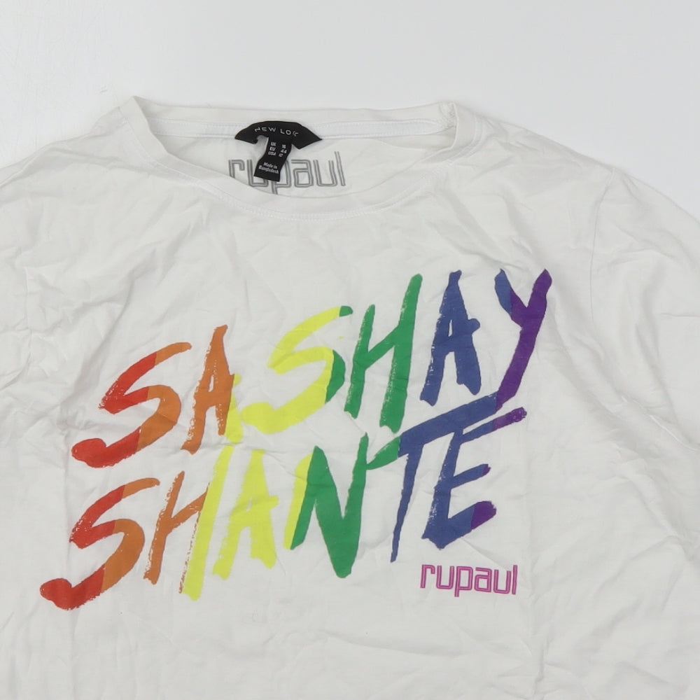 New Look Womens White  Cotton Basic T-Shirt Size 16 Round Neck - Rupaul