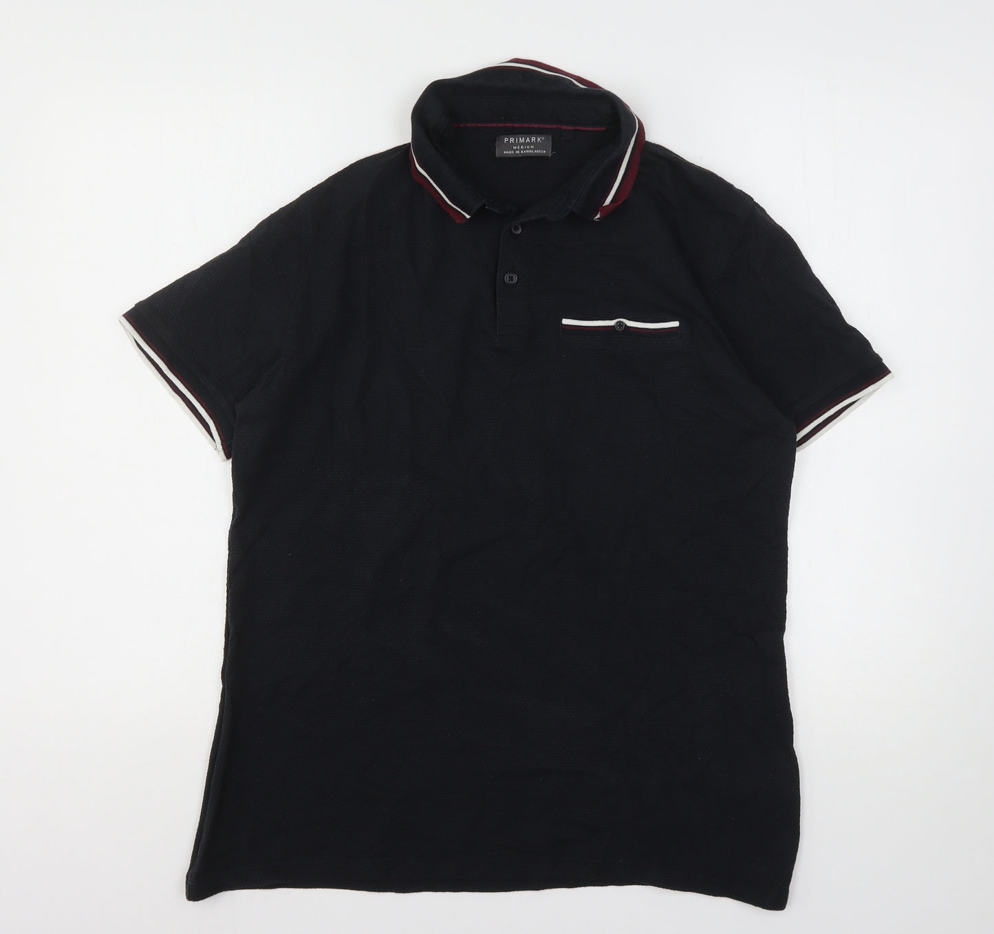 Primark Mens Black  Cotton  Polo Size M Collared