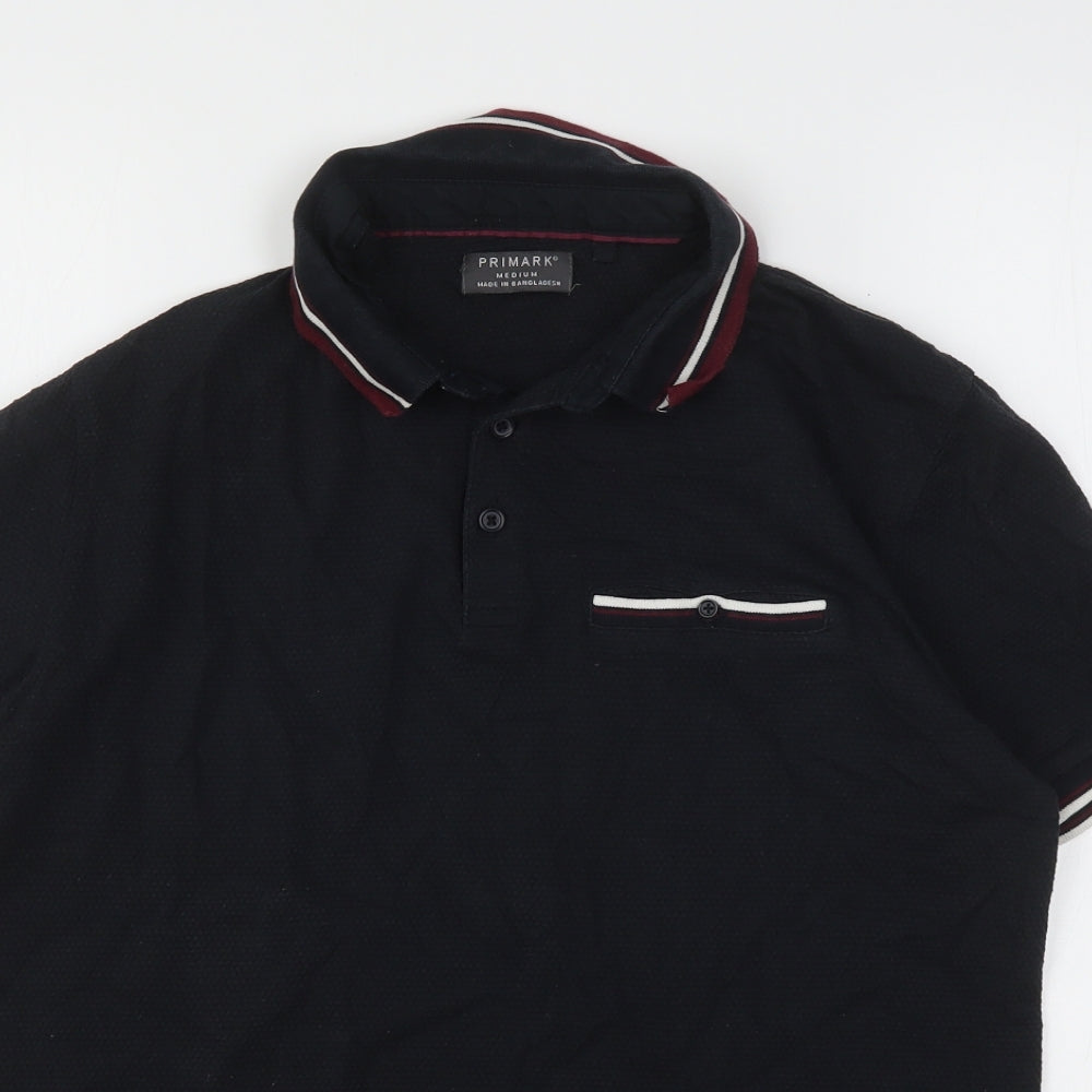 Primark Mens Black  Cotton  Polo Size M Collared