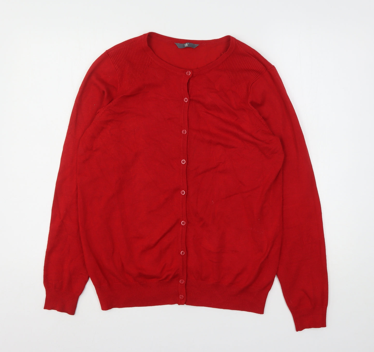 BHS Womens Red Round Neck  Viscose Cardigan Jumper Size 18