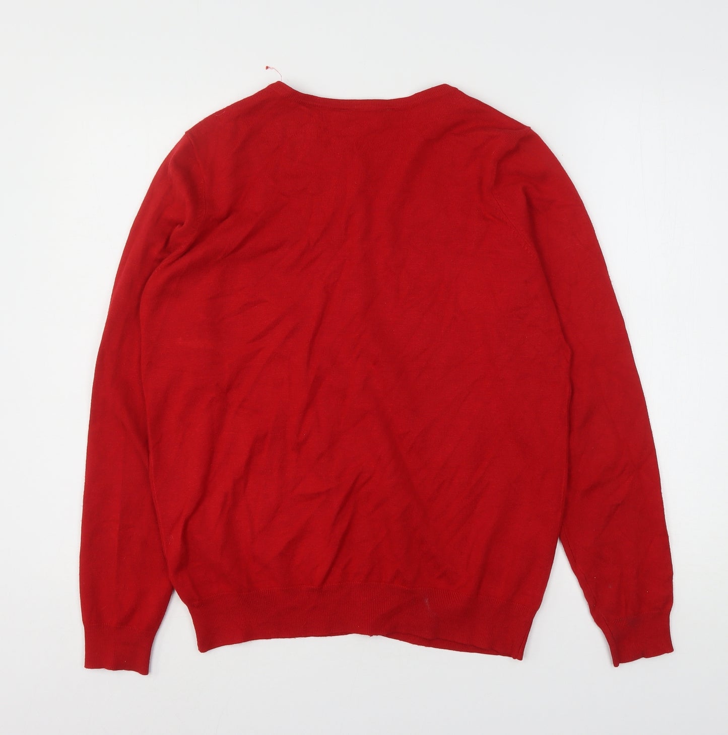 BHS Womens Red Round Neck  Viscose Cardigan Jumper Size 18