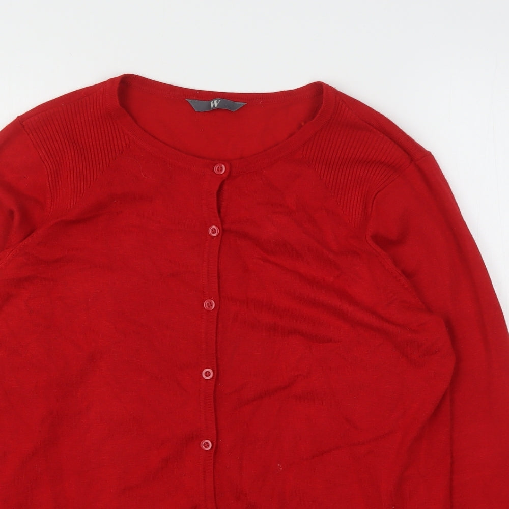 BHS Womens Red Round Neck  Viscose Cardigan Jumper Size 18