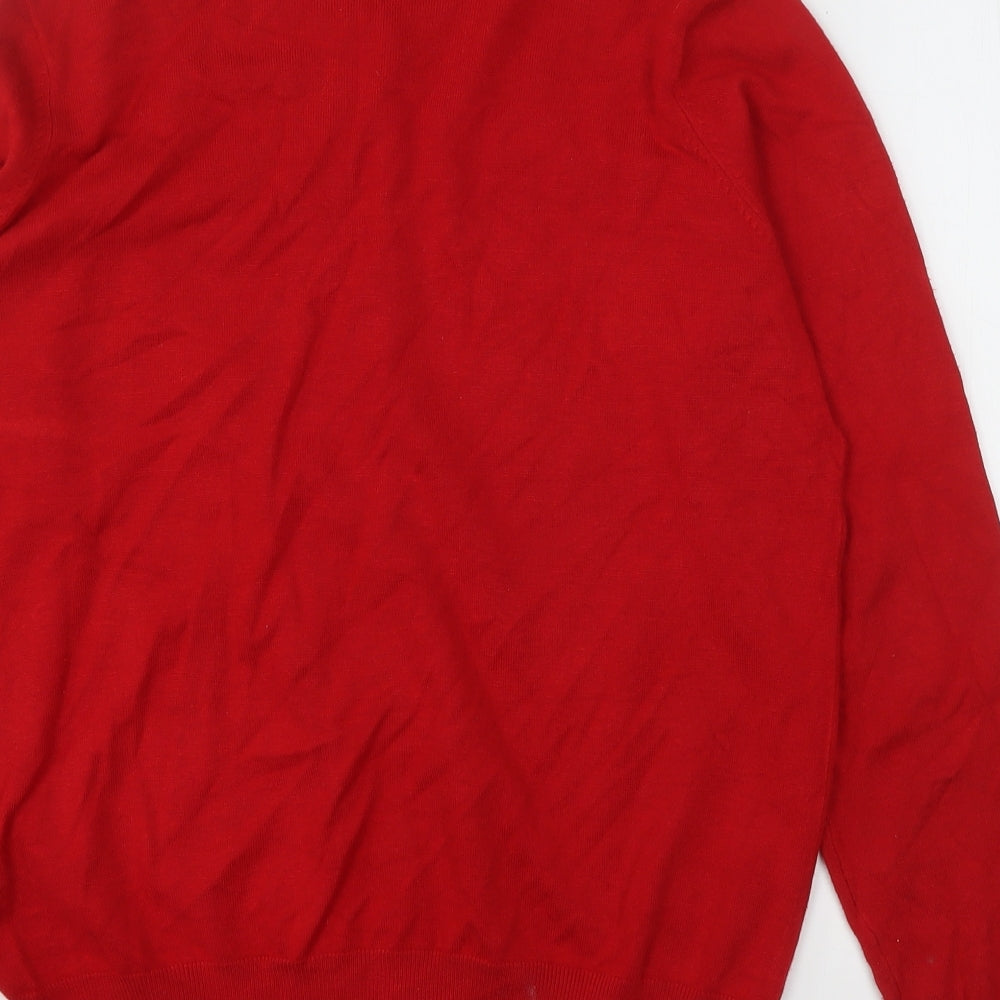 BHS Womens Red Round Neck  Viscose Cardigan Jumper Size 18