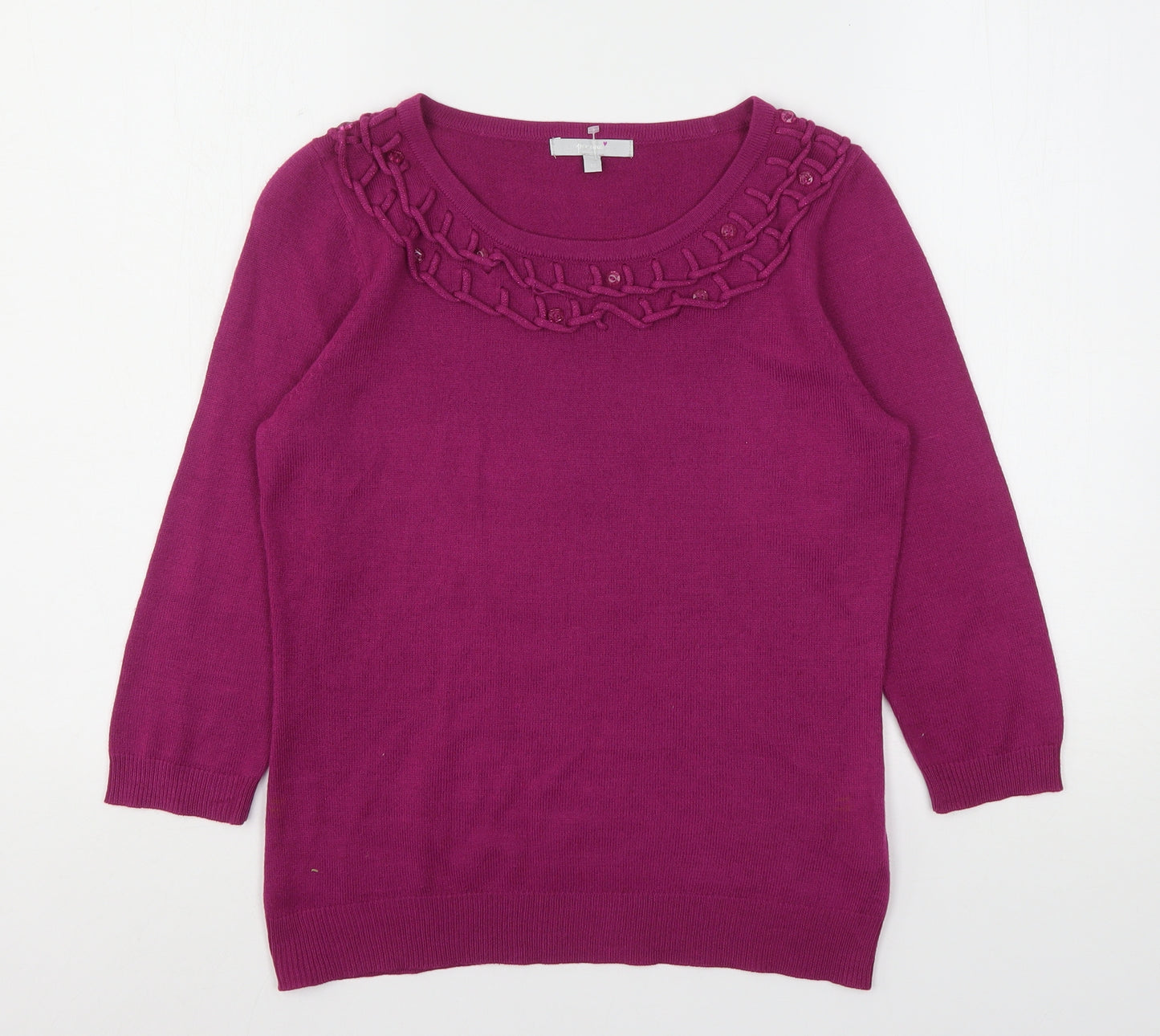 Per Una Womens Purple Round Neck  Acrylic Pullover Jumper Size 10