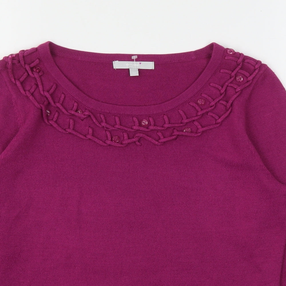 Per Una Womens Purple Round Neck  Acrylic Pullover Jumper Size 10