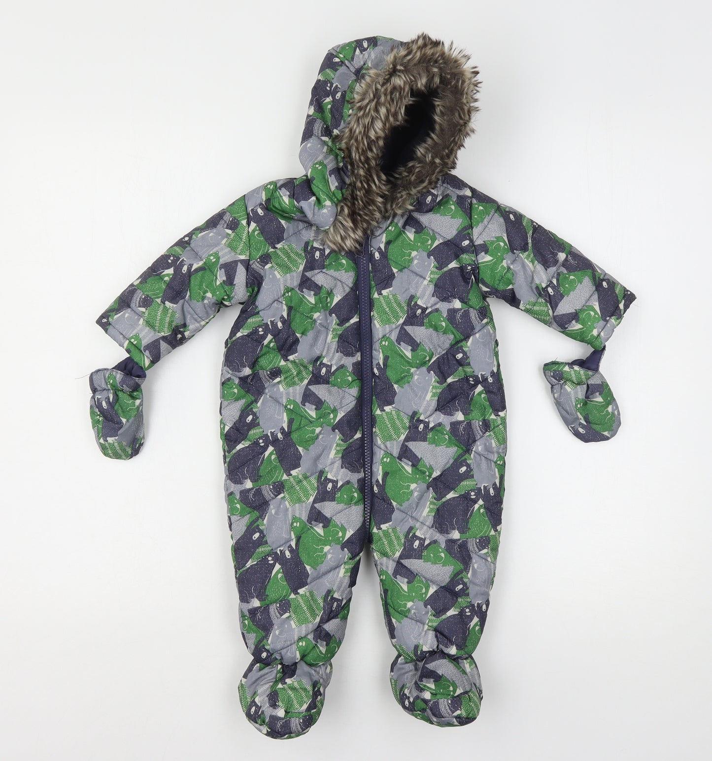 F&F Boys Multicoloured Geometric  Rain Coat Snowsuit Size 3-6 Months