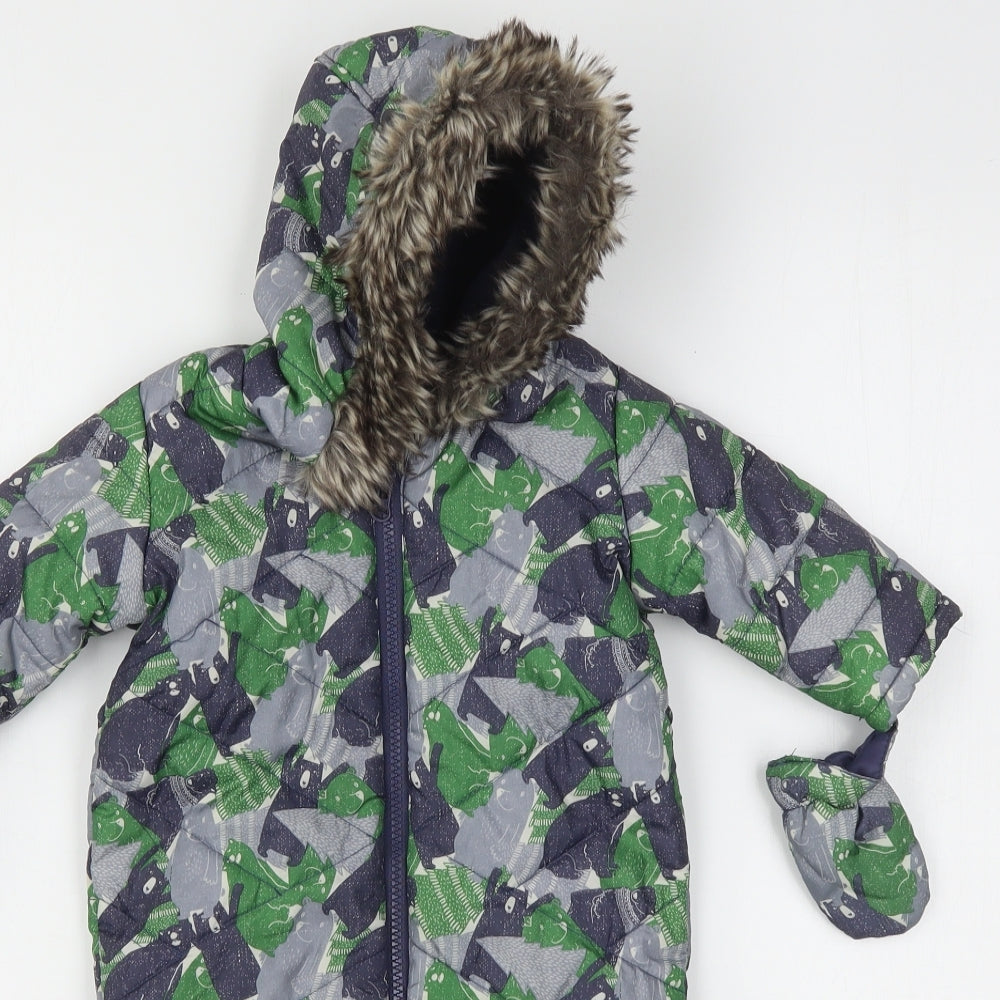 F&F Boys Multicoloured Geometric  Rain Coat Snowsuit Size 3-6 Months