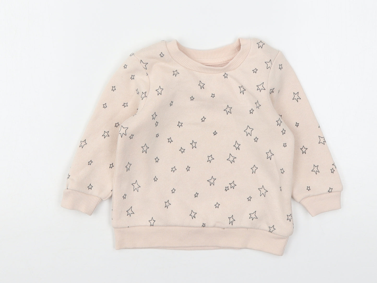 Primark Girls Pink Geometric Cotton Pullover Jumper Size 12-18 Months